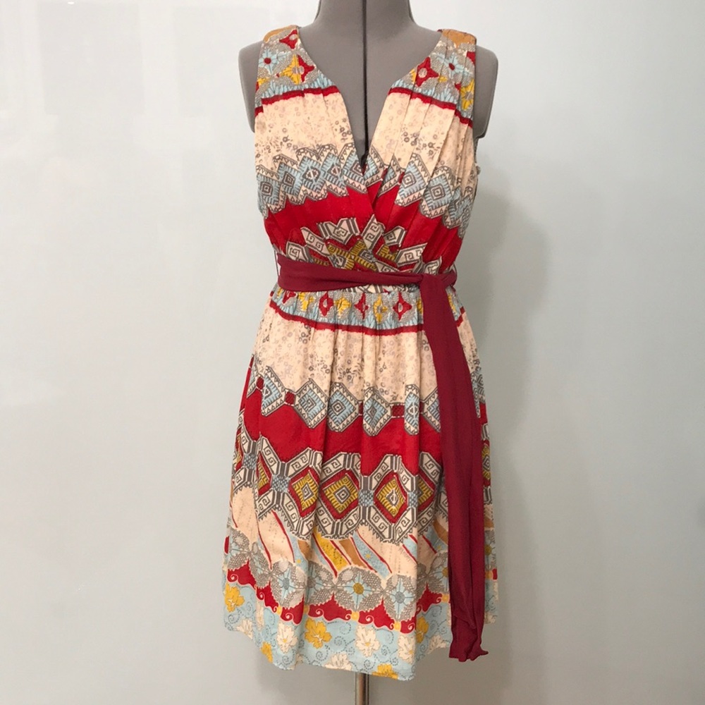 Christopher Deane pleated geometric printed dress